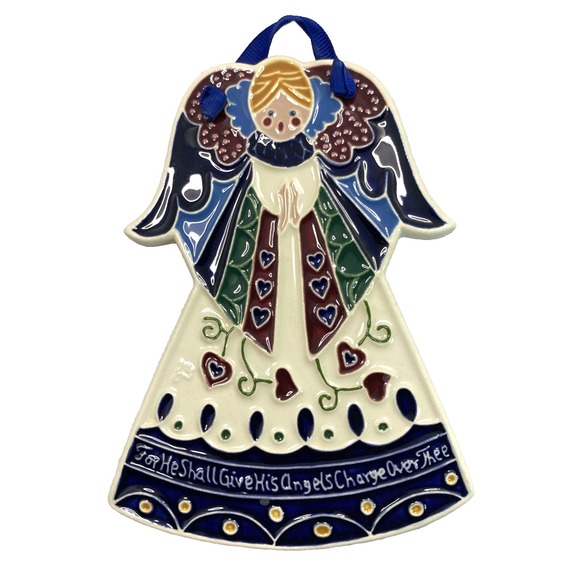 Handcrafted Other - Vtg‎ J Duban Design Angel Wall Hanging Ornament Ceramic Tile Texas